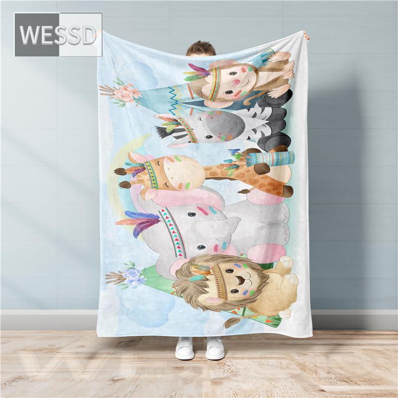 Kawaii Children Cartoon Blanket Animal Flannel Fleece Blanket Super Soft Nordic Bed Cover Bedspread Cute Gift