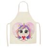 1Pcs Kitchen Apron Cartoon Unicorn Music Printed Cotton Linen Aprons for Women Men Cooking Accessories Delantal Cocina Mujer