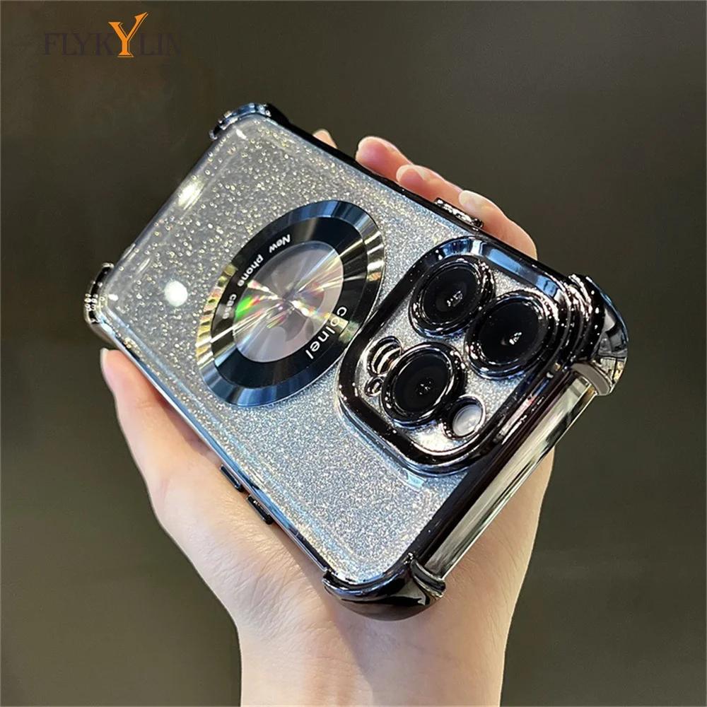 Luxury Plating Flash Glitter For Magsafe Magnetic Phone Case For Huawei Nova 13 Pro 12 11 10 9 8 7 Pro SE Bumper Protector Cover