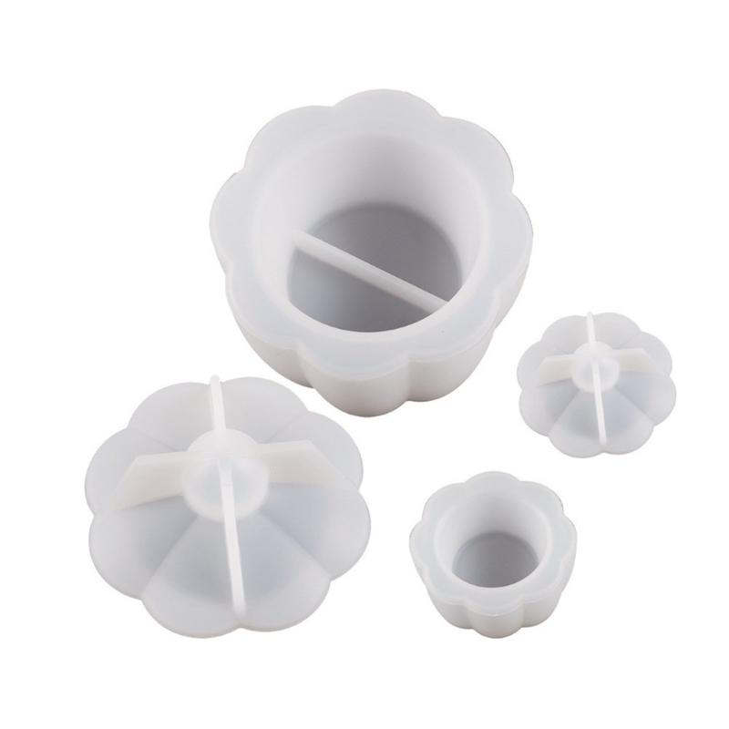 Silikonová úložná krabička Forma na šperkovnici Formy do pryskyřice ve tvaru květiny Formy na odkládací nádoby s víkem pro kutily