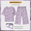 Women's Plus Size Summer Pajama Set: Short Sleeve Top & Three-Quarter Pants with Chest Pads