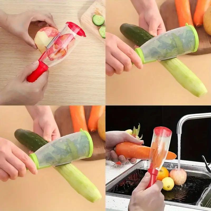 Multifunktionell Förvaring i Rostfritt Stål Grönsaks- och Fruktskalare Planhyvel Loofahskalare Hushålls Fruktskalare Skalare