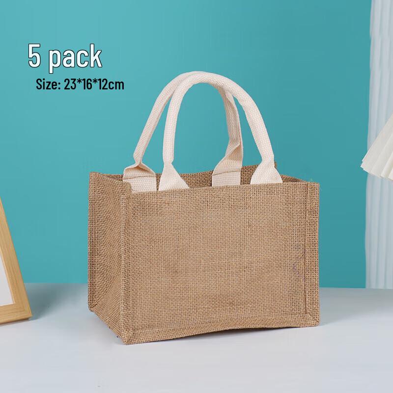 Crater Lake Minimalist Linen Tote Bag 5-Pack