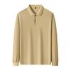 Spring and Autumn Men's POLO Shirt Lapel Premium Sense Long Sleeve Pure Cotton Led Clothes