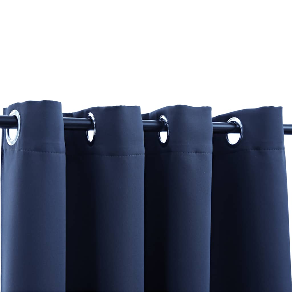 Vidaxl Blackout Curtains with Metal Eyelets, 2 Pcs, Blue