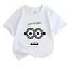 Kids Boys Girls 100% Cotton Crew Neck Short Sleeve T-Shirt Cute Surprised Cartoon Minion Face Print Casual Comfortable Lightweight Tee for Daily Wear