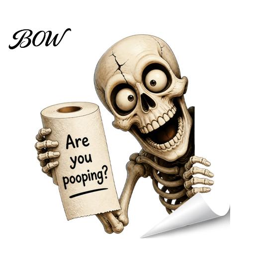 Waterproof Halloween Wall Stickers Toilet Sticker, Ghost And Skeleton Print Decals, PVC Easy Bathroom Decals Peel Stick Spooky Stickers, for