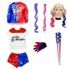 Girls Harley Squad Monster Shirt Quinn Costume Printed Jacket Shirt Pants Gloves Suicide Quinn Cosplay Halloween Costume