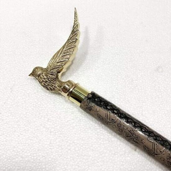 

Антикварная ручка-голова Винтажная ручной работы деревянная трость Кожаная трость Подарок M аэро