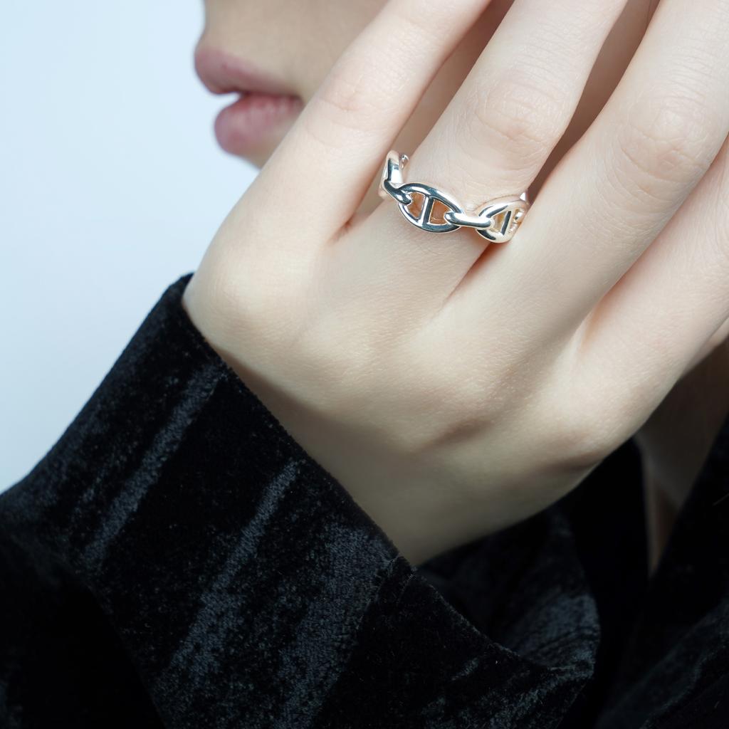 Hermes Anillo Chaine DAncre Enchainee Anillo para mujer Plata H109507B