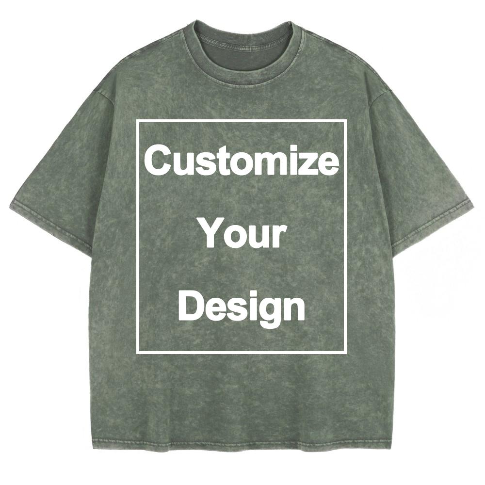 DIY Cotton Washed TShirt Womens Custom Your LogoLetter T Shirt ONeck Oversized Tops Comfortable Short Sleeve Woman Clothes
