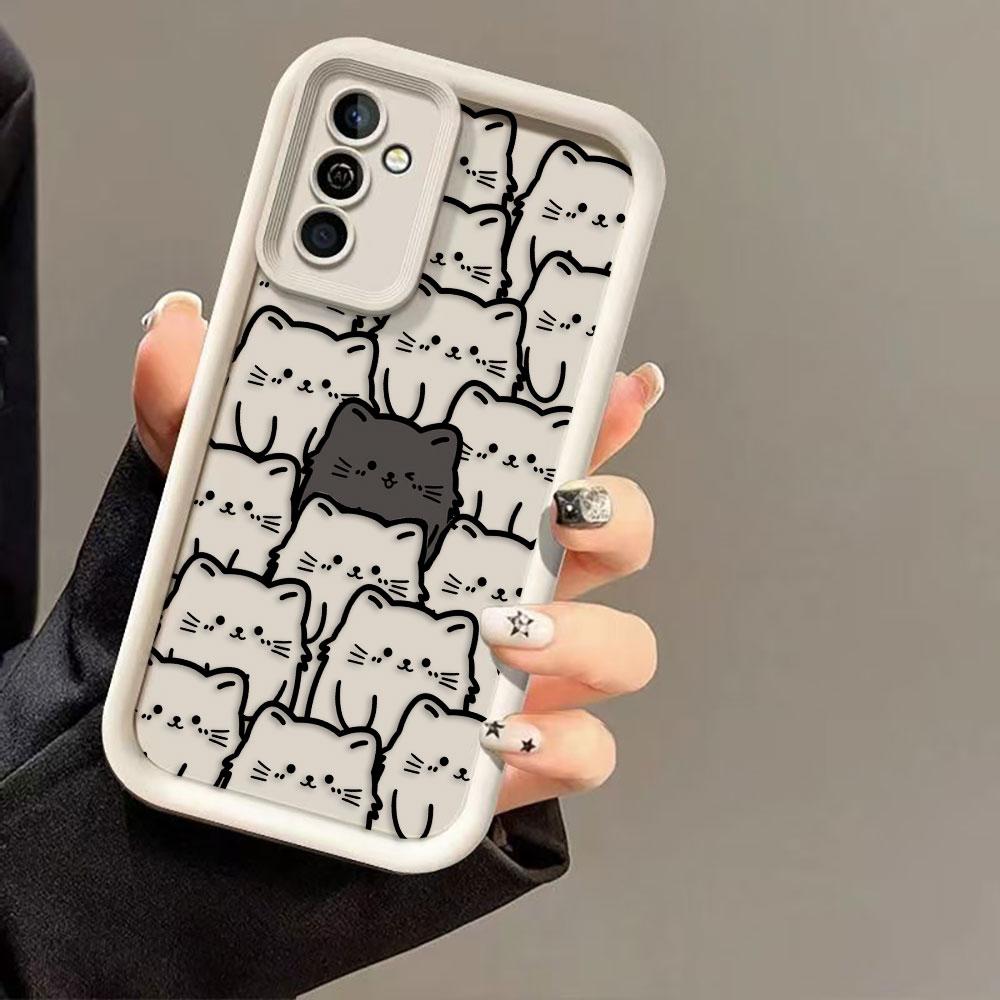 Funny Black Cartoon Cat Phone Case For Infinix SMART SPARK 9 10 20C 30C 40C CAMON 20 30 40 POP 8 POVA 6 7 ITEL A70 A80 A90 Cover