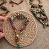 Regulowany Tkany Sznurek na Rękę Miedziane Koraliki Pleciona Bransoletka Styl Starożytny Styl Etniczny Bransoletka Dziewczynki