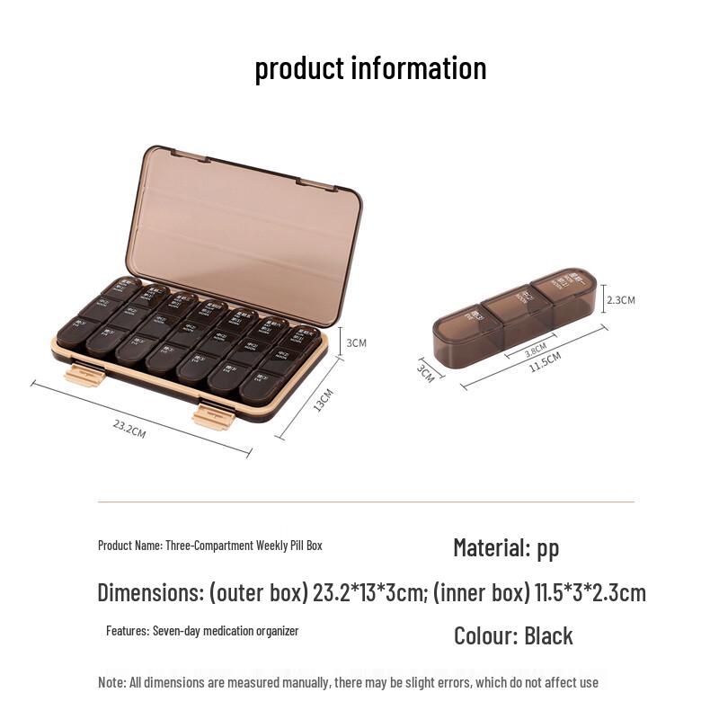 Weekly 7-Day Pill Organizer with Daily Reminders