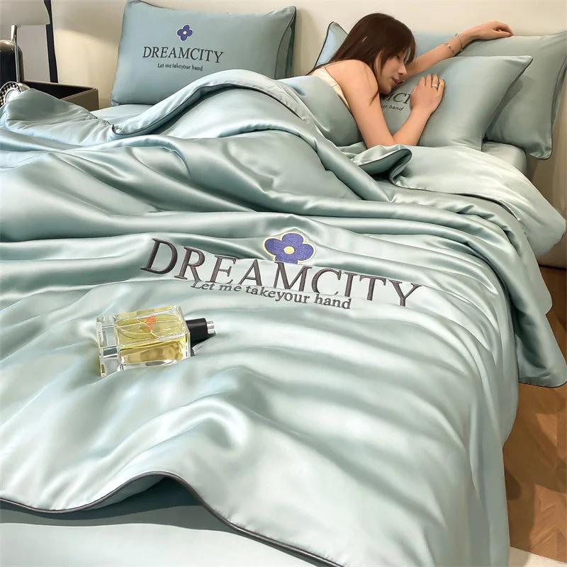 Summer Washed Tencel Quilt Ice Silk Air Conditioner Cool Thin Quilt,Cooling Blanket For Bed Silky Air Condition Comforter