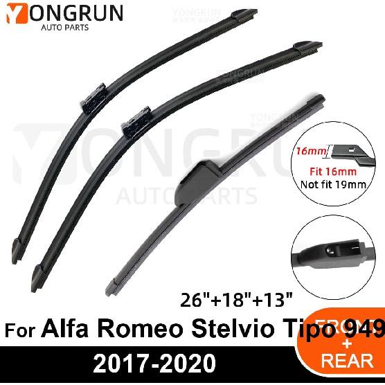 Auto Car Wipers 3PCS, 26"+18"+13" Front And Rear Replacement for Alfa Romeo Stelvio Tipo 949 SUV 2017-2020, Windshield Wiper Blades Original