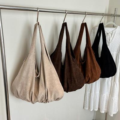 New Suede Tote Bag Women's Retro Matte Shoulder Bag High-end Large-capacity Commuting Versatile Shopper Handbags