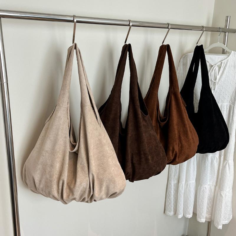 New Suede Tote Bag Women's Retro Matte Shoulder Bag High-end Large-capacity Commuting Versatile Shopper Handbags