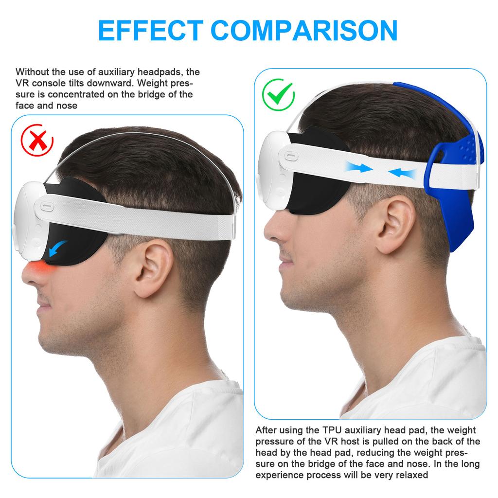 Almofada de cabeça VR confortável para acessórios de fone de ouvido Quest3 Suporte de fone de ouvido de realidade virtual 3D de silicone