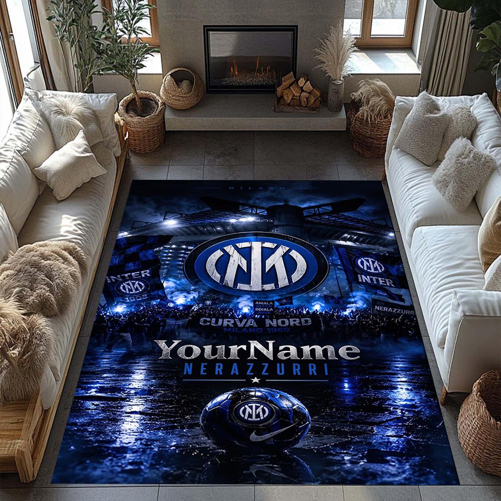 Inter Milan Customize Text Area Rug Design for Balcony Dining Room Foyer Entryway Antislip Carpet Anime Office Decor Birthday/Christmas Gift