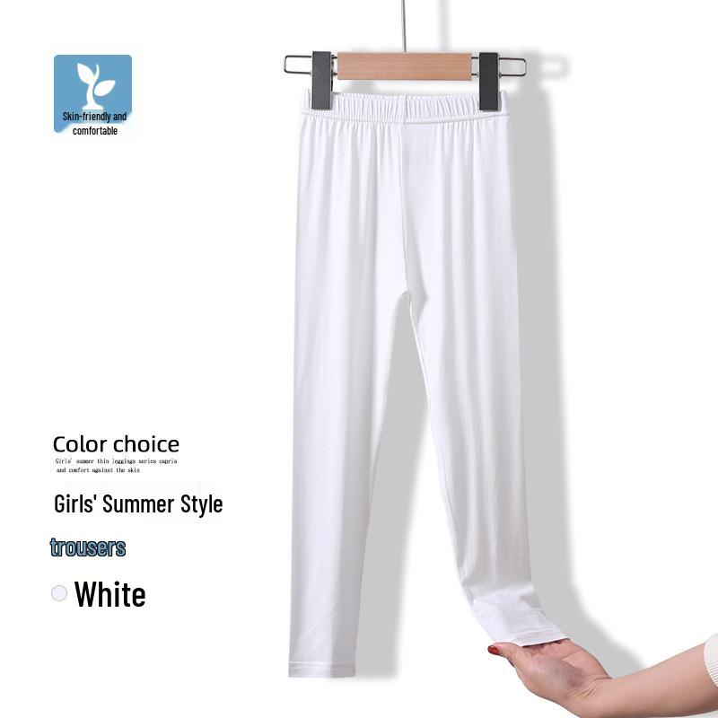 Girls' Modal Leggings for Spring/Summer - Black or White Dance Pants, Medium/Large Sizes