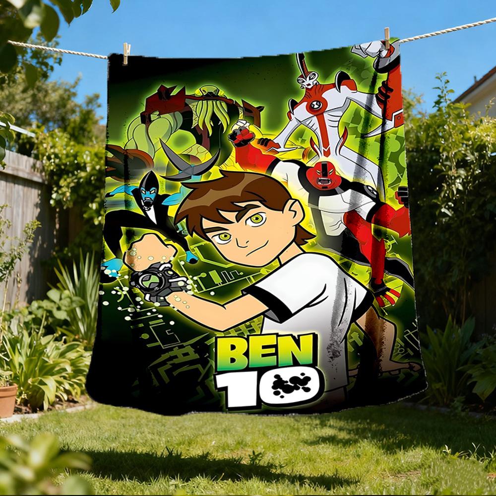 

1pc Ben 10 Outdoor Flannel Throw Blanket Soft, Lightweight & Warm for Sofa, Office 80x120cm