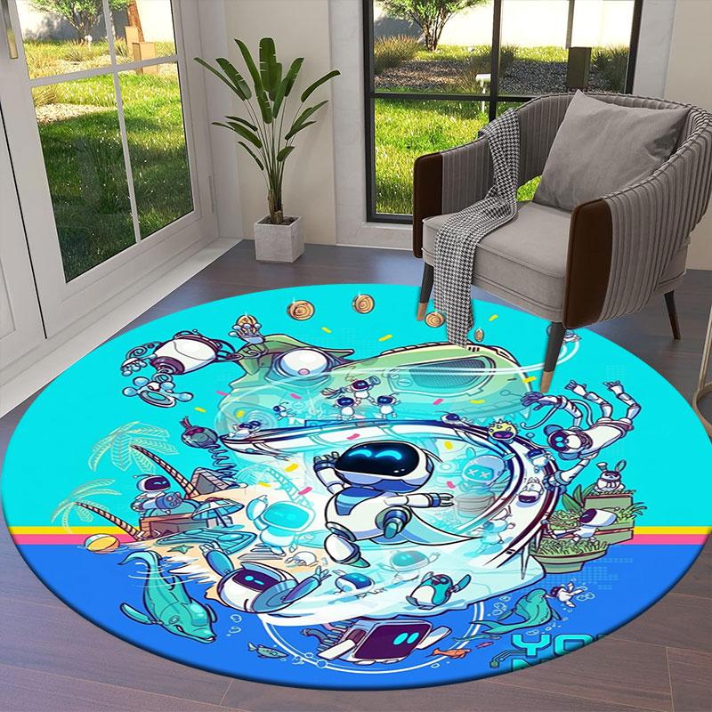 ASTRO BOT Custom Name Round Area Rug,Carpet Rug for Living Room Bedroom Sofa Playroom Decor,Non-slip Floor Mat