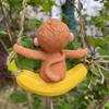 62KD Monkey Container Accessories Resin Decors Monkey Sculpture Planter Pots Hangers for Plant Lover and Children