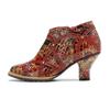 Johnature Rýt Spliced ​​Fashion High Heels Dámské z pravé kůže s kulatou špičkou Všestranné lodičky