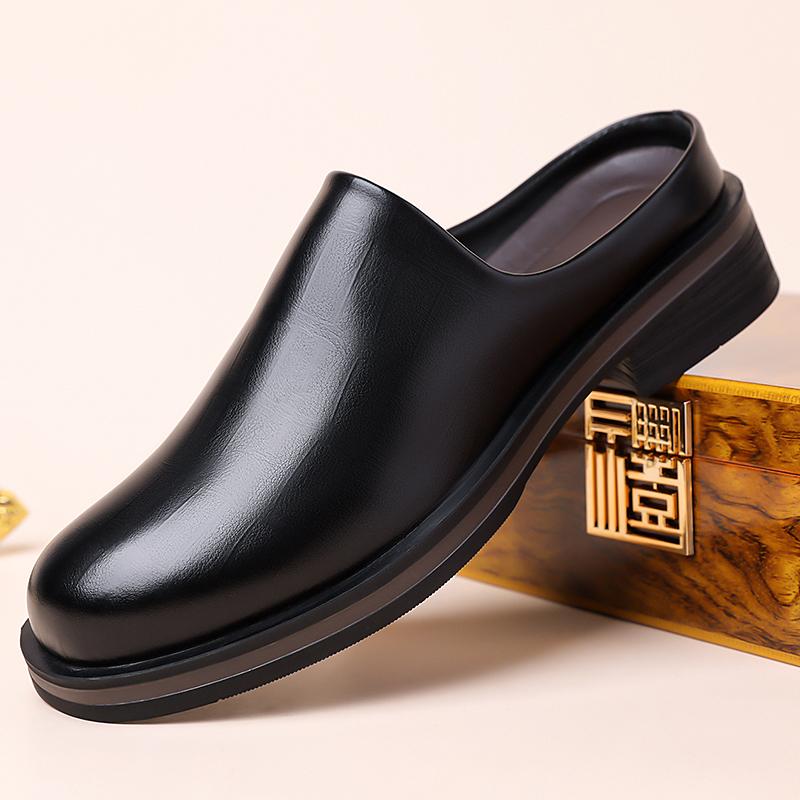Business-Mules für Herren, elegante Halbschuhe, Leder-Slip-Ons, Sneaker mit offenem Rücken, Freizeitschuhe, Loafer, Hausschuhe, Slides, Sandalen, Sommer