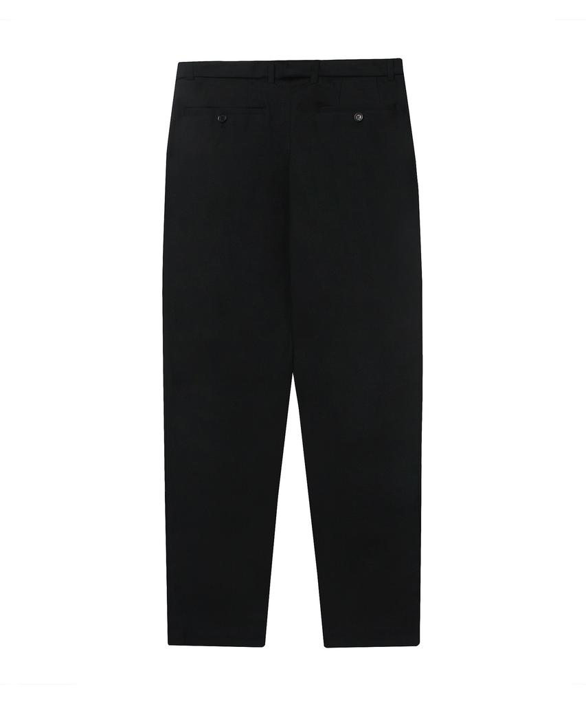 SOLEW Belted Double-Pleated Loose Fit Pants_Black