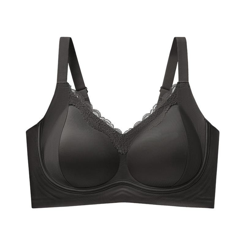 Satin lace foundation seamless pull-up anti-sagging adjustment bra without steel rim