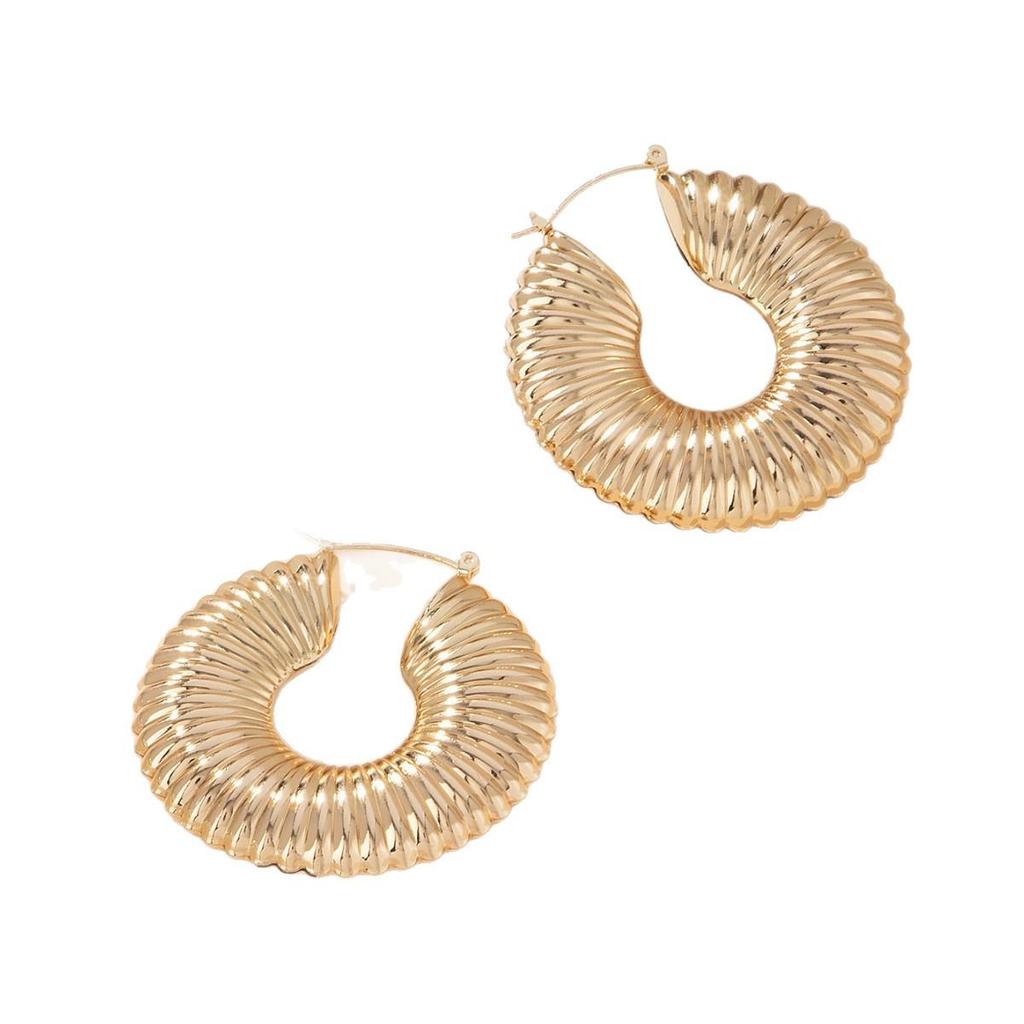 Large Statement Striped Round Earrings for Trendy Women - Versatile for Parties, Banquets, and Nightclubs