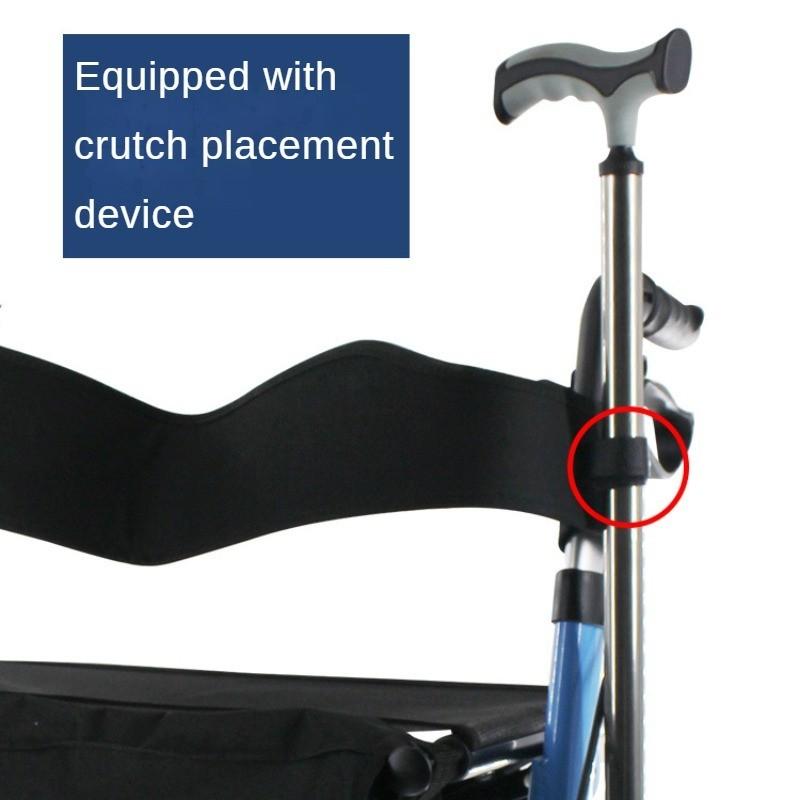 Elderly Four Wheeled Walking Aid Vehicle Household Walking Aids with Brakes and Widened Seat Cushions Adjustable Height Shopping Cart with Storage Bag