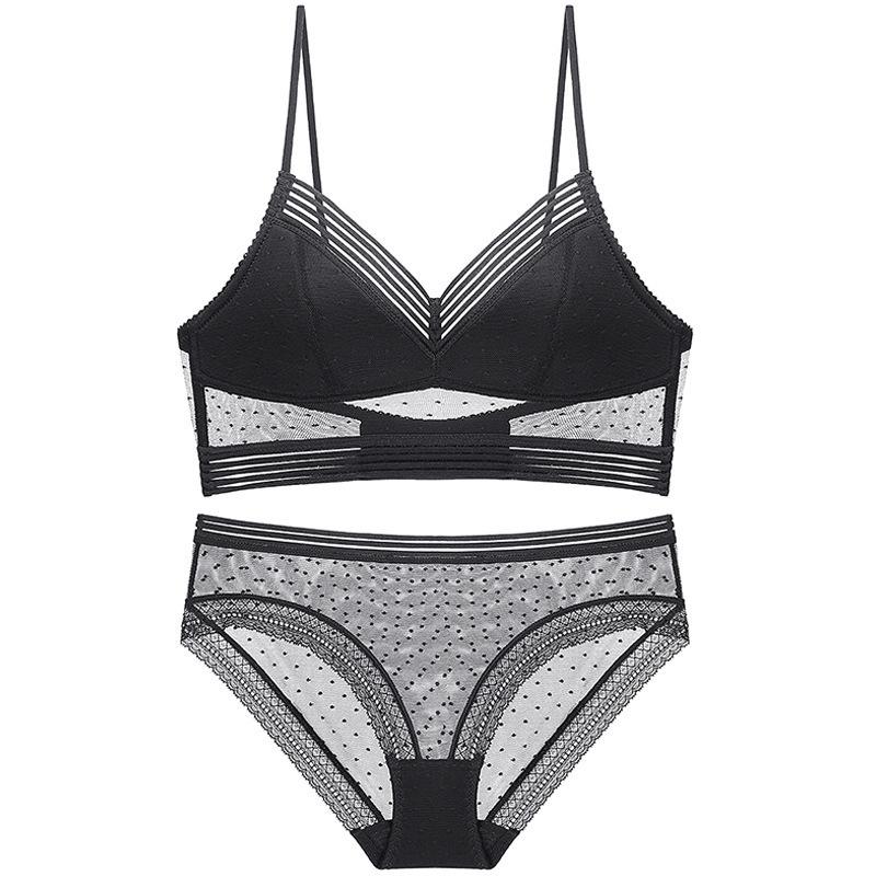 Sexy big halter bralette French sexy lace underwear women's thin triangle cup back bra