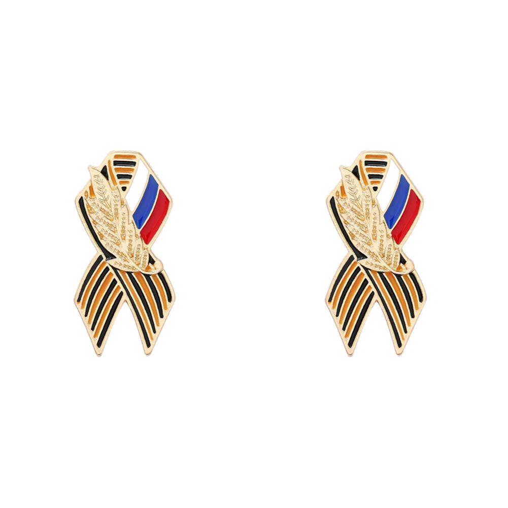

St. George Ribbon Badge with Russian Flag Ribbon Of Saint George Victory Day Pin Brooches Creative Enamel Lapel Pin Flag Brooch