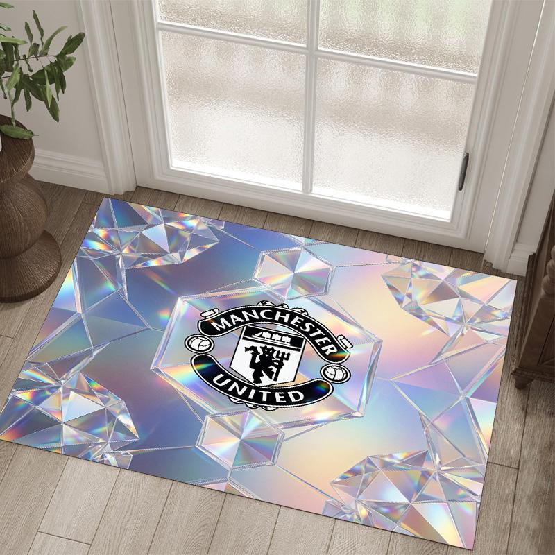 Design Manchester United Křišťálový sametový koberec Útulný Ne?Protiskluzová tištěná předložka do ložnice, obývacího pokoje, předsíně