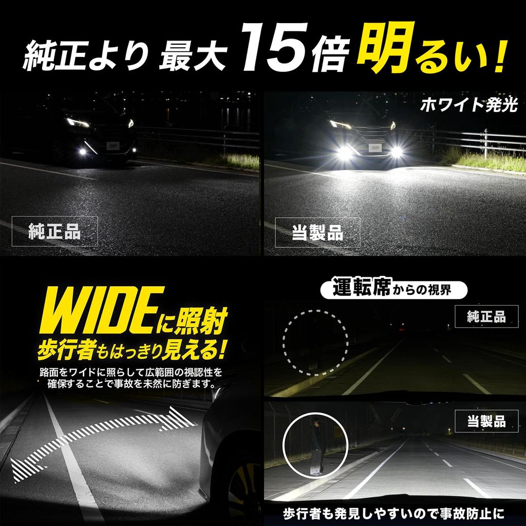 VELENO H8 H11 H16 Fog Super Compatible with 12V Vehicle Inspection 2 f055 Lights/Headlights, 14900lm, White, Bright, Vehicles, Compliant, Aftermarket,