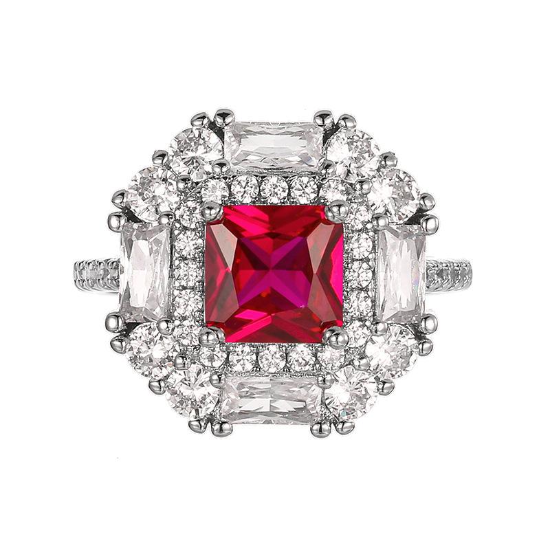 Jewelry Set Earrings Necklace Ring Colorful Ruby High-end Feeling Light Luxury Fashionable Women's