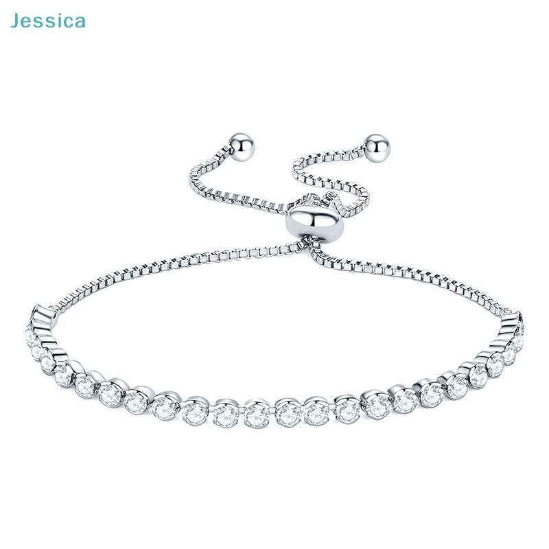 Bracciale Tennis Scintillante in Cristallo – Braccialetto con Catena Regolabile a Scorrimento per Feste e Uso Quotidiano