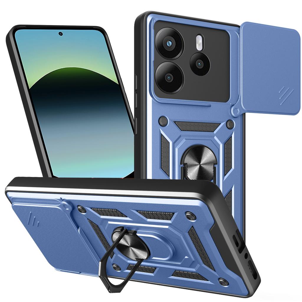 For Xiaomi Redmi Note 14 4G (164.84mm) Case with Slide Camera Lid PC+TPU Kickstand Phone Cover