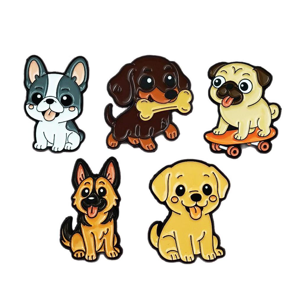 Creative Cartoon Puppy Metal Lapel Pin: Cute Bag Accessory or Children's Clothing Brooch