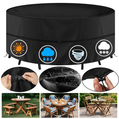Runde wasserdichte Gartenmöbelabdeckungen Outdoor-Terrasse Runde Tisch-Stuhl-Abdeckung Oxford-Stoff Winddicht UV-Schutz Reißfest