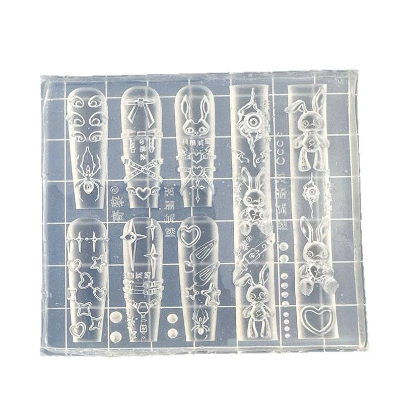 Custom Dark Punk Rabbit Spider Belt Nail Art Stencils - Handmade DIY Wearable Nail Decor Accessories