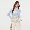 Blue Thin with Suspenders, Straps, Shawl, Knitted Cardigan, Women's Spring and Summer Design, Fungus Edge Top Blouse