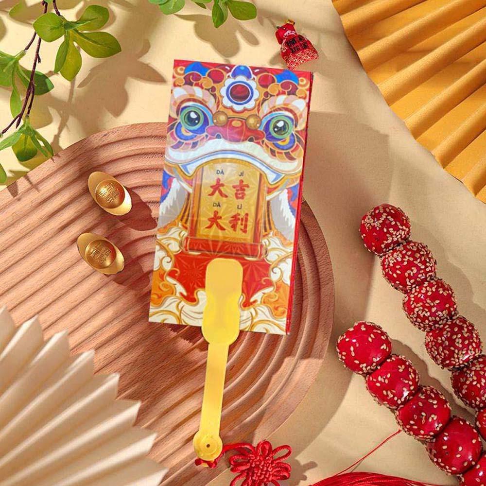 

10 Cards Fan Design Red Envelope Traditional God of Wealth Red Pocket Birthday Style 1