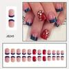 24pcs Short Square Press-on Nails, Red with Glittery Stars, Removable Stick-on Fake Nail Set, Sparkling Festive Manicure, Easy Application Gifts