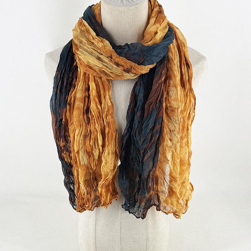 Women's Scarf Dyed and Pleated Scarf Neck Protection Warm and Windproof Versatile Accessory Scarf