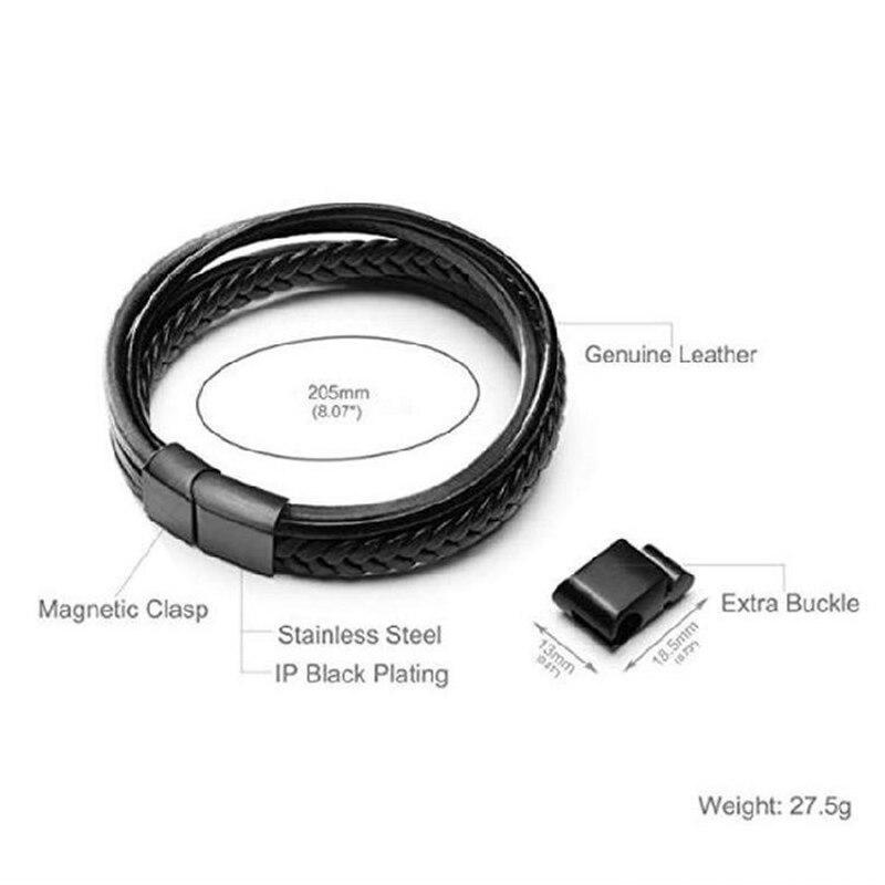 21cm Length Men Leather Rope Braided Bracelet Hot Sales Alloy Magnetic Buckle Bracelet