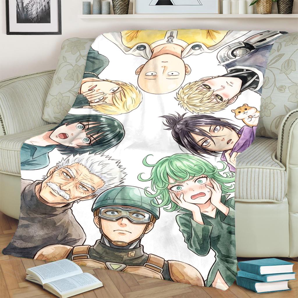 One-Punch Man Print Flannel Blanket Warm Comfortable for Travel, Bedrooms, Chairs, Sofas, Beds, Picnics-kwq170